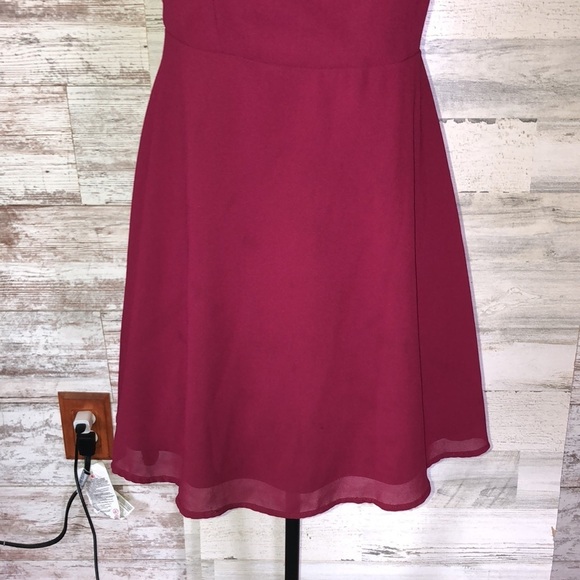 Lulus Win Your Heart Burgundy Ruffle Off-the-Shoulder Skater Dress size medium​​ - Picture 6 of 12